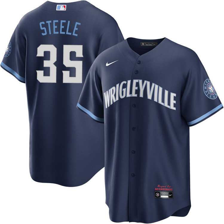 Men%27s Chicago Cubs #35 Justin Steele Nike Navy City Connect Jersey Dzhi->chicago cubs->MLB Jersey